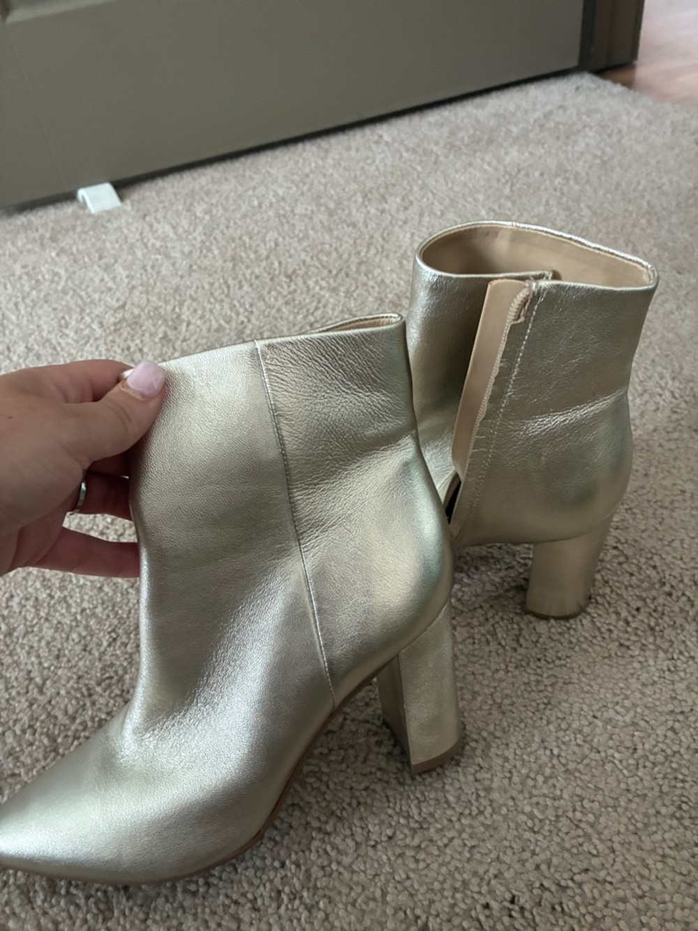 Marc Fisher Metallic Gold Block Heel Ankle Booties